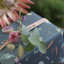 Load image into Gallery viewer, 6 pack wrapping paper - Foraged Botanics on Blue