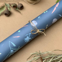 Load image into Gallery viewer, 6 pack wrapping paper - Foraged Botanics on Blue